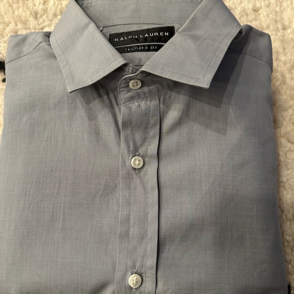 Ralph Lauren, Tailored fit, made in italy, gray dress shirt for men